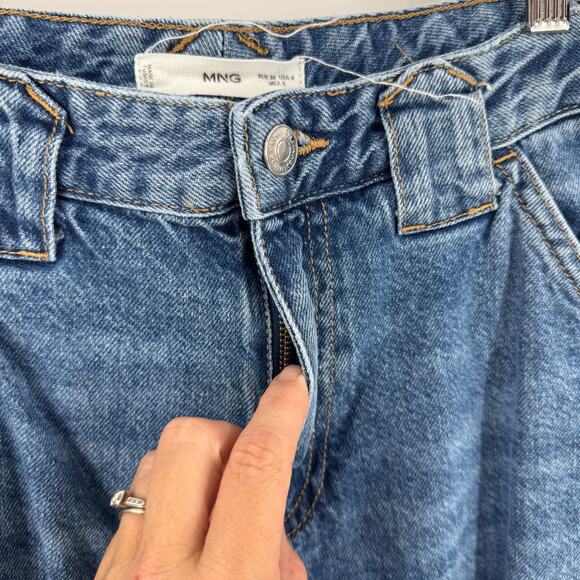 MNG Mango Denim Cargo Jeans Women’s Size 4 Wide Leg Utility Carpenter Style - Picture 4 of 7